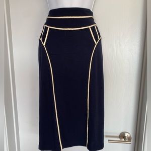 Eva Franco Anthropology pencil skirt. Navy Blue, lined, size S.